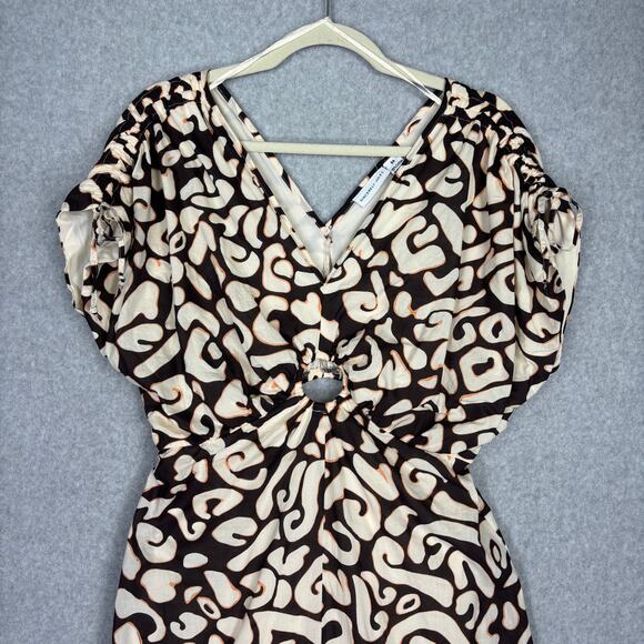 Sincerely Jules Dress Medium Cut Out Key Ruched Resort Mediterranean Cotton Midi - Picture 2 of 14